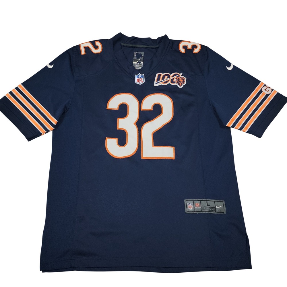 Chicago Bears David Montgomery #32 Jersey Mens L Navy Nike Game NFL 100 Patch